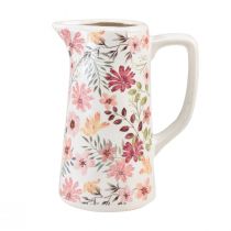 Brocca decorativa fiori vaso in ceramica terracotta vintage 19,5 cm
