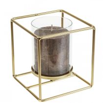 Prodotto Portacandele decorativo lanterna in metallo dorato in vetro 12×12×13 cm