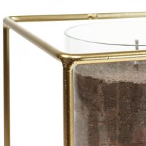 Prodotto Portacandele decorativo lanterna in metallo dorato in vetro 12×12×13 cm