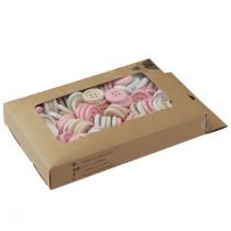 Prodotto Bottoni decorativi per lavori artigianali in legno Ø2cm Crema Rosa Bianco 210 pz