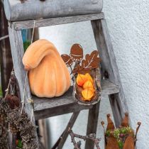 Zucca decorativa ricurva arancione floccata Zucca decorativa artificiale 18cm