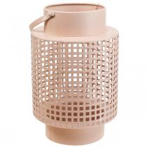 Lanterna decorativa lanterna in metallo rosa con manico Ø18cm H29cm