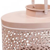 Lanterna decorativa lanterna ovale rosa decorazione da tavolo in metallo 27×16×23cm
