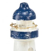 Prodotto Faro decorativo in legno blu bianco marittimo Ø7,5 cm H19 cm