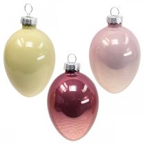 Deco Uova di Pasqua da appendere Decorazioni pasquali in vetro rosa/verde 6 pezzi