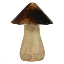 Fungo decorativo in legno effetto lucido marrone naturale Ø7,5 cm H10 cm