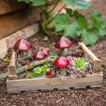 Funghi decorativi vetro rosso decorazione autunnale decorazione da tavola Ø6,5 cm H10 cm 3 pezzi