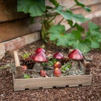 Funghi decorativi vetro rosso decorazione autunnale vintage Ø9cm H13,5cm 2 pezzi