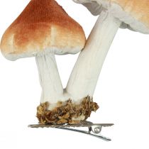 Funghi decorativi con clip decorazione autunnale floccati assortiti 9 cm 3 pezzi