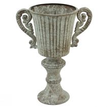 Calice decorativo a tazza in metallo marrone antico bianco Ø12cm H26cm