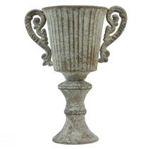 Prodotto Calice decorativo a tazza in metallo marrone antico bianco Ø12cm H26cm