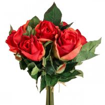Bouquet di rose decorative fiori artificiali rose rosse H30cm 8 pezzi