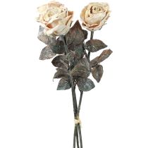 Prodotto Rose decorative bianche crema rose artificiali fiori di seta aspetto antico L65 cm confezione da 3