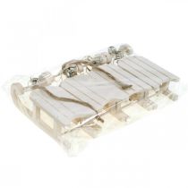 Prodotto Slitta decorativa bianco argento con cordone per campanello L13 cm 4 pezzi