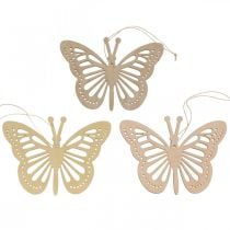Appendino decorativo farfalle deco beige/rosa/giallo 12cm 12pz
