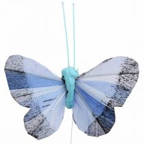 Deco farfalle piuma farfalla rosa, blu 6cm 24p