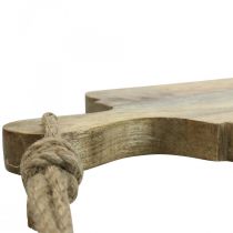 Prodotto Vassoio decorativo in vero legno con manico vassoio in legno L38cm