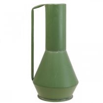 Prodotto Vaso decorativo in metallo, verde, con manico; brocca decorativa vintage, altezza 14 cm, altezza 28,5 cm
