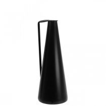 Vaso decorativo brocca decorativa in metallo nero conico 15x14,5x38cm