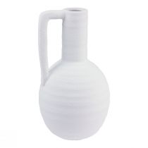 Vaso decorativo vaso da fiori bianco con manico in ceramica H26cm