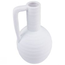 Prodotto Vaso decorativo vaso da fiori bianco con manico in ceramica H26cm
