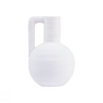 Vaso decorativo mini vaso da fiori bianco con manico H15 cm