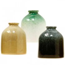 Vasi decorativi, set di vasi in ceramica rotondi H9.5cm Ø8cm 3pz