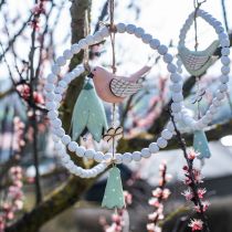 Uccelli decorativi in legno per appendere Uccelli con fiore Mobile H30cm 3pz