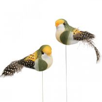 Deco uccelli mini uccello su filo decorazione a molla 3×6cm 12pz