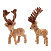 Prodotto Deco cervo mini marrone floccato 11 cm 6 pz