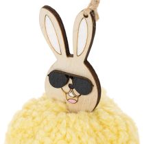 Prodotto Decorazione coniglietto pasquale da appendere, coniglietto soffice, giallo, Ø7cm, 6 pezzi