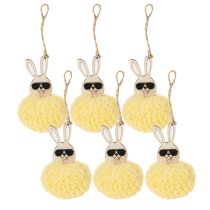 Prodotto Decorazione coniglietto pasquale da appendere, coniglietto soffice, giallo, Ø7cm, 6 pezzi