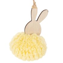 Prodotto Decorazione coniglietto pasquale da appendere, coniglietto soffice, giallo, Ø7cm, 6 pezzi