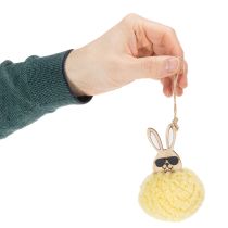 Prodotto Decorazione coniglietto pasquale da appendere, coniglietto soffice, giallo, Ø7cm, 6 pezzi