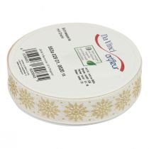 Prodotto Nastro natalizio nastro regalo fiocco di neve bianco 25 mm 20 m