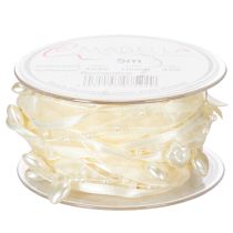 Prodotto Nastro decorativo, color crema, cuori, perle, decorazione per matrimonio, 10 mm, 5 m