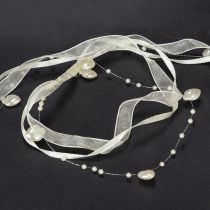 Prodotto Nastro decorativo, color crema, cuori, perle, decorazione per matrimonio, 10 mm, 5 m