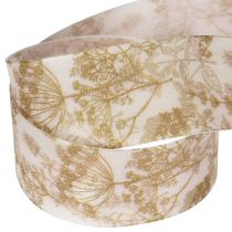 Prodotto Nastro regalo con motivi vegetali, nastro decorativo con aneto, largo 40 mm, lungo 20 m.