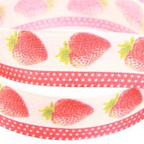 Prodotto Nastro decorativo fragole nastro in tessuto bordi dimensionalmente stabili 25mm 15m