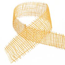 Prodotto Nastro decorativo iuta nastro a griglia giallo senape nastro artigianale 5 cm 40 m