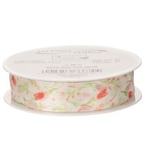 Prodotto Nastro regalo con motivo a tulipano, creativo per occasioni speciali e decorazioni stagionali, largo 2,5 cm, lungo 18 m