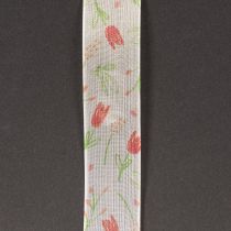 Prodotto Nastro regalo con motivo a tulipano, creativo per occasioni speciali e decorazioni stagionali, largo 2,5 cm, lungo 18 m