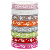 Nastro decorativo in organza con motivo floreale 15mm 20m