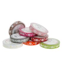 Nastro decorativo in organza con motivo floreale 15mm 20m