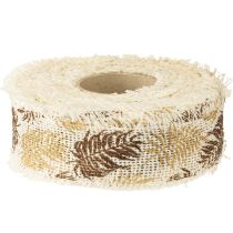 Prodotto Nastro decorativo foglie tropicali nastro di cotone marrone 30mm 15m