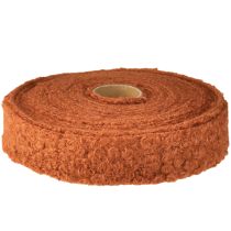 Prodotto Nastro decorativo in tessuto largo marrone rossiccio effetto lana 40mm 8m