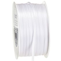 Prodotto Nastro decorativo in raso bianco doppio raso 3 mm 50 m