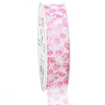 Prodotto Nastro decorativo con fiori regalo nastro rosa primavera 25mm 20m