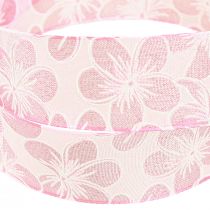 Prodotto Nastro decorativo con fiori regalo nastro rosa primavera 25mm 20m