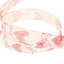 Prodotto Nastro decorativo con cuori Tessuto organza Love bianco rosso 15mm 20m